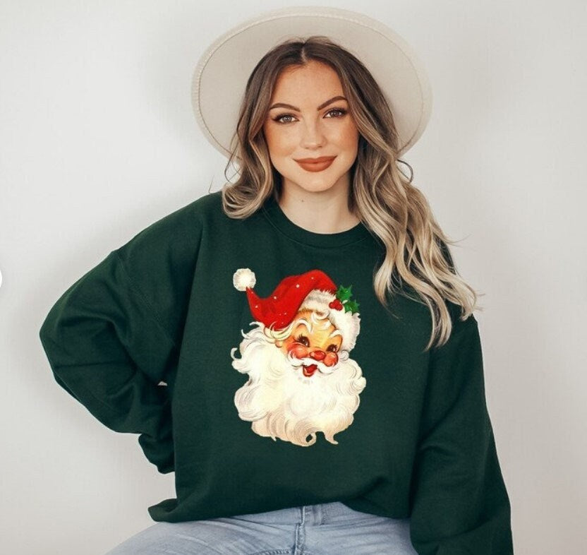 Retro Santa Christmas Sweatshirt, Christmas Santa Sweatshirt, Retro Santa Shirt Gift for Women, Santa Sweatshirt, Women Gift for Christmas