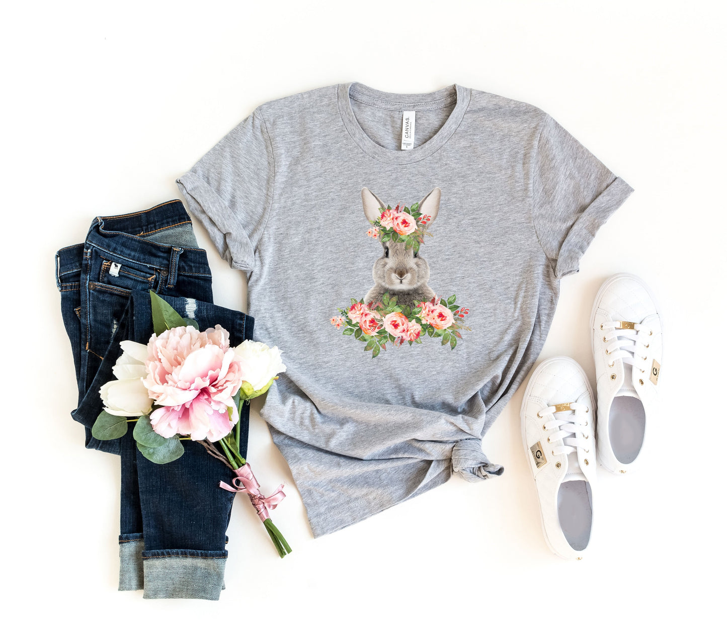 Floral Easter Bunny Shirt, Easter Sweatshirt, Easter Bunny Graphic Tee, Easter Shirts for Women, Ladies Easter Bunny, Bunny Tee, Kids Easter