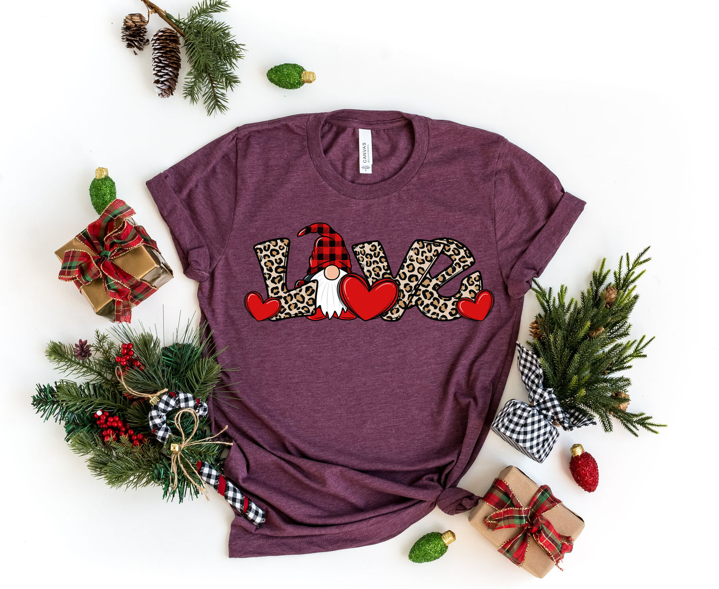 Valentine Gnome  shirt,Love Gnome shirt,Valentines Day shirt, Valentine's , Couple Shirt, Gifts for Her, Leopard Love shirt, Gnomie shirt