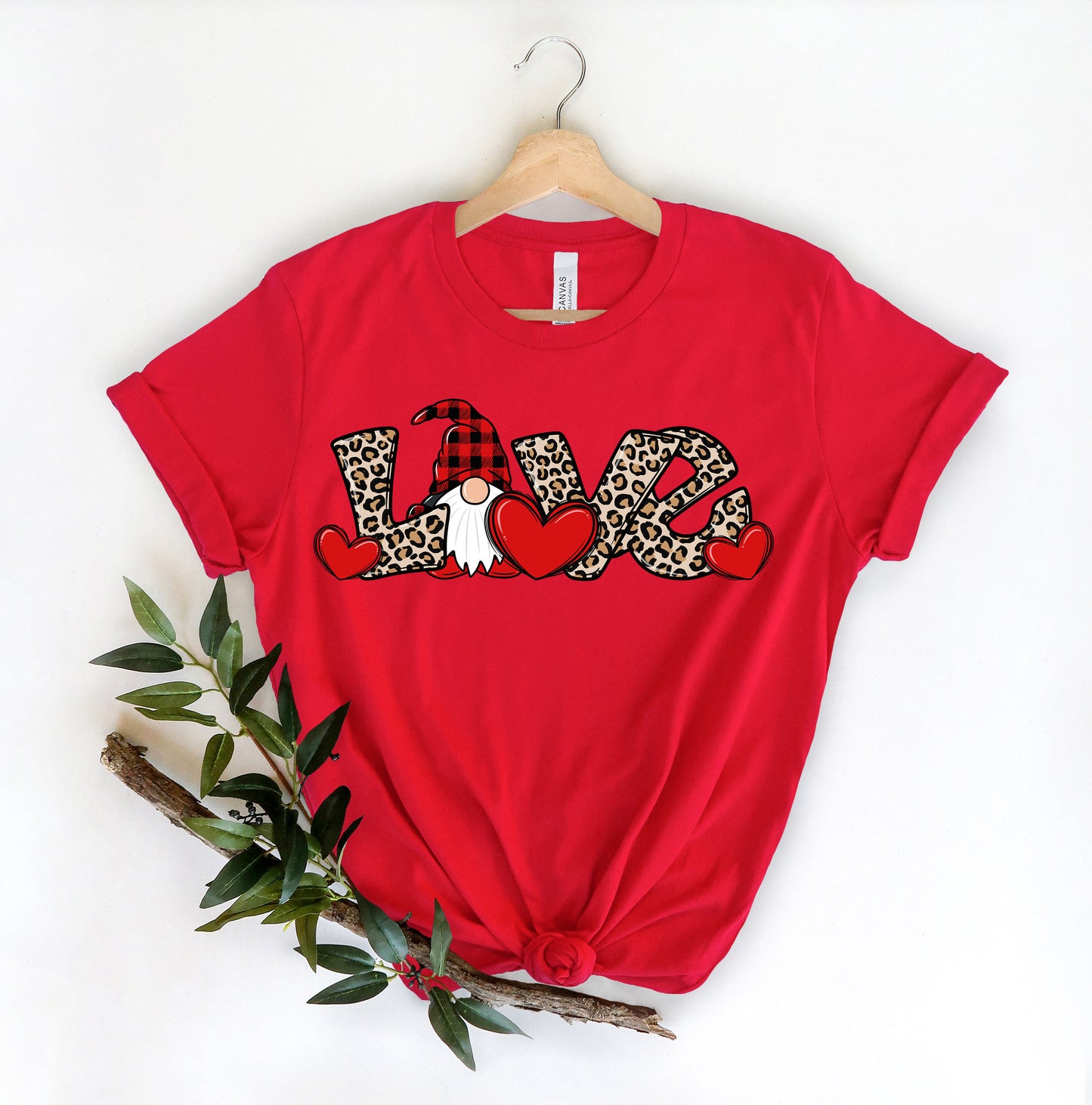 Valentine Gnome  shirt,Love Gnome shirt,Valentines Day shirt, Valentine's , Couple Shirt, Gifts for Her, Leopard Love shirt, Gnomie shirt