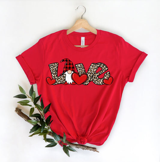 Valentine Gnome  shirt,Love Gnome shirt,Valentines Day shirt, Valentine's , Couple Shirt, Gifts for Her, Leopard Love shirt, Gnomie shirt