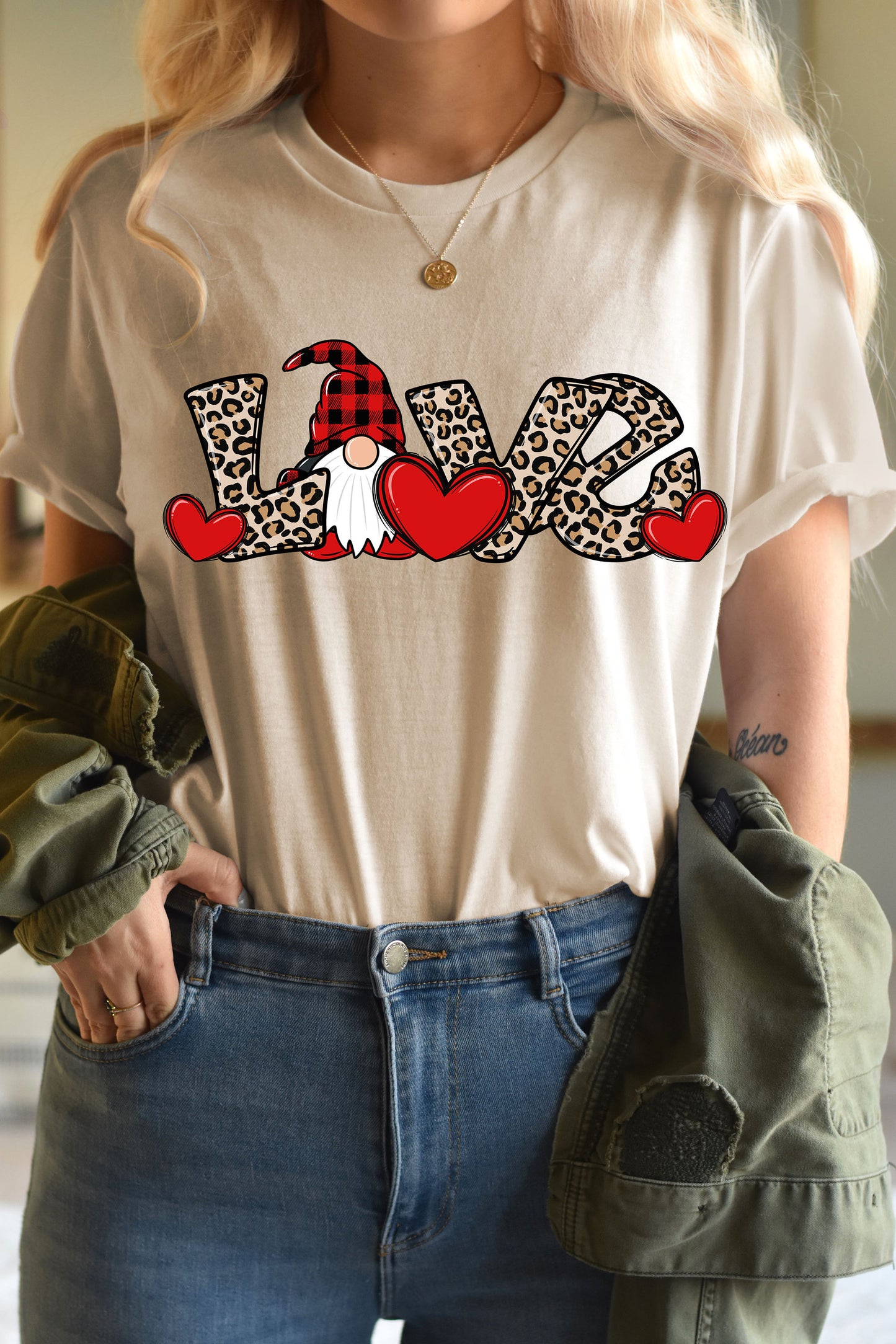 Valentine Gnome  shirt,Love Gnome shirt,Valentines Day shirt, Valentine's , Couple Shirt, Gifts for Her, Leopard Love shirt, Gnomie shirt