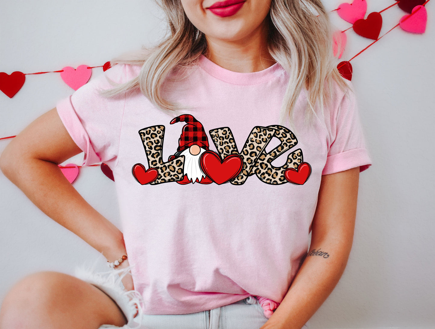 Valentine Gnome  shirt,Love Gnome shirt,Valentines Day shirt, Valentine's , Couple Shirt, Gifts for Her, Leopard Love shirt, Gnomie shirt