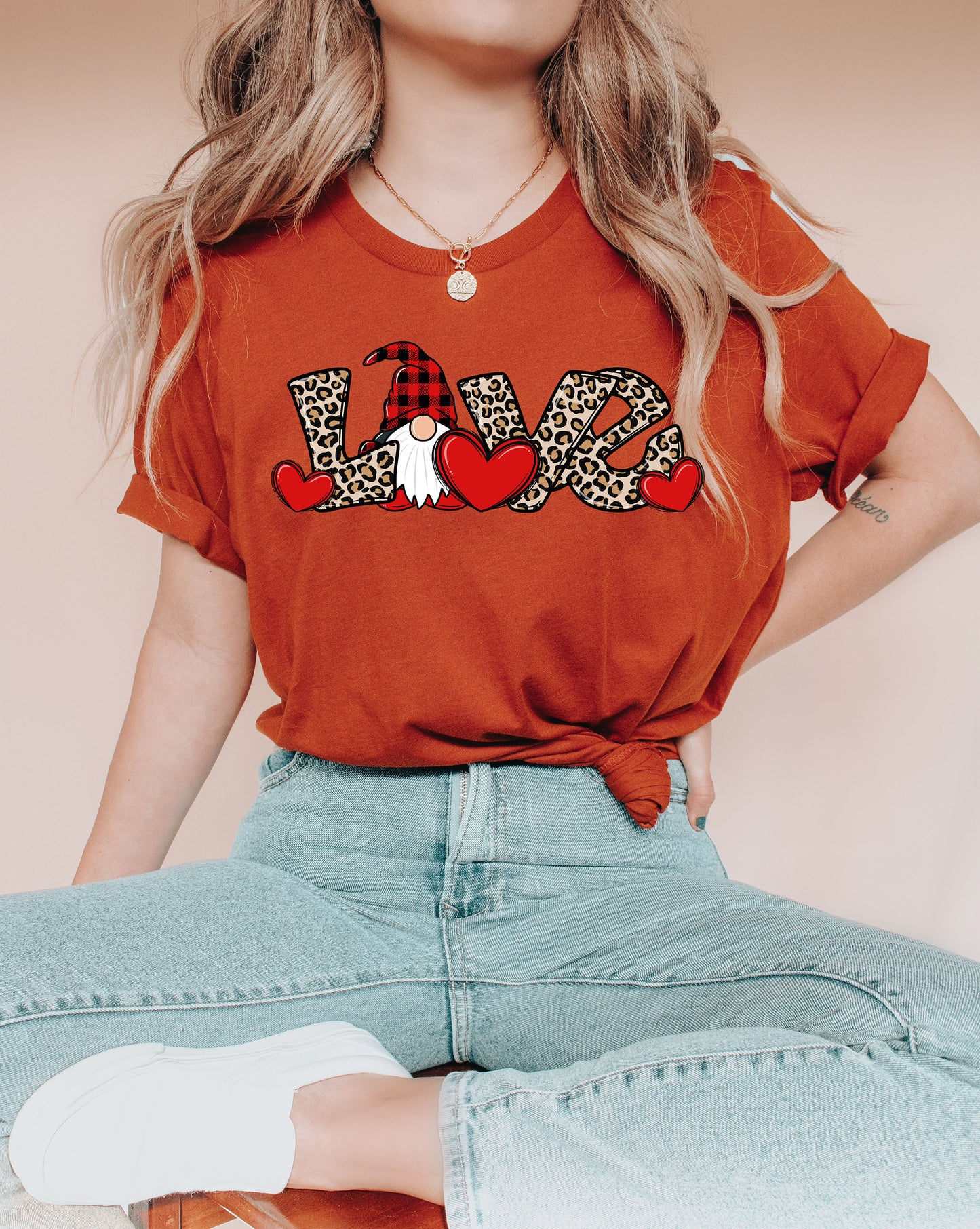 Valentine Gnome  shirt,Love Gnome shirt,Valentines Day shirt, Valentine's , Couple Shirt, Gifts for Her, Leopard Love shirt, Gnomie shirt