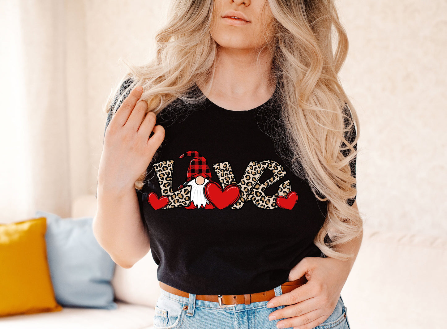 Valentine Gnome  shirt,Love Gnome shirt,Valentines Day shirt, Valentine's , Couple Shirt, Gifts for Her, Leopard Love shirt, Gnomie shirt