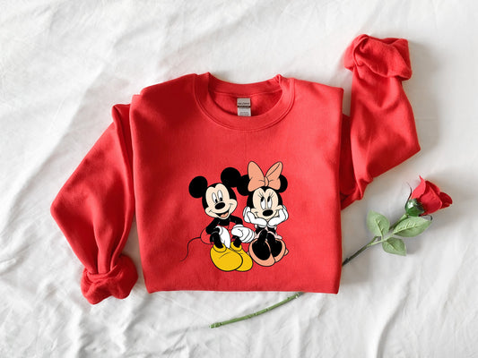 Minnie and Mickey  Sweatshirt,Disney Valentine sweatshirt,Crewneck Sweatshirt,Custom  Personalized Sweatshirt,Disney sweatshirt