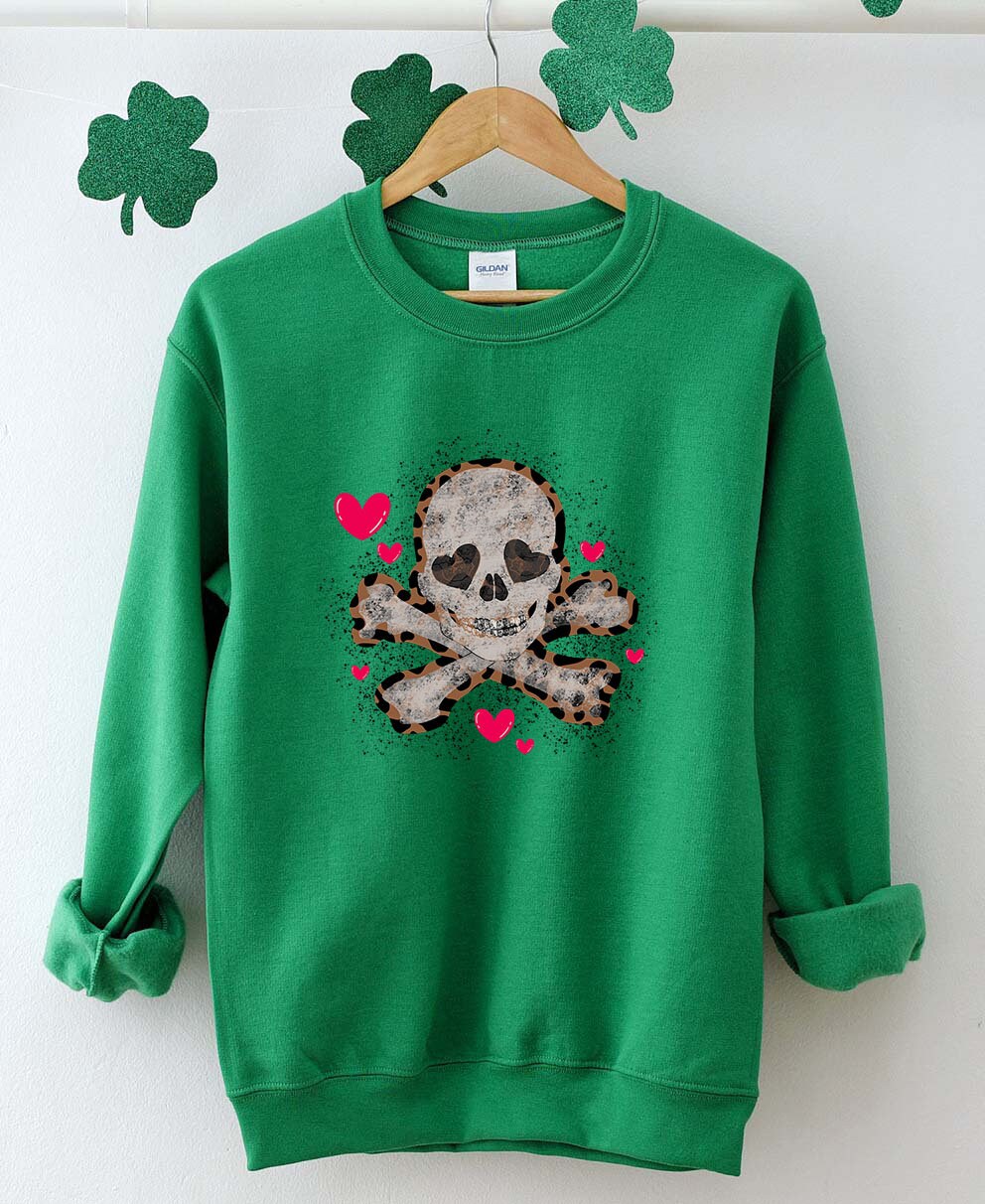 Heart Eyed Skull and Crossbones Sweatshirt,Valentine Skeleton Sweatshirt,Skull Love shirt,Funny Valentines DayGift,Spooky Sweatshirt,vintage
