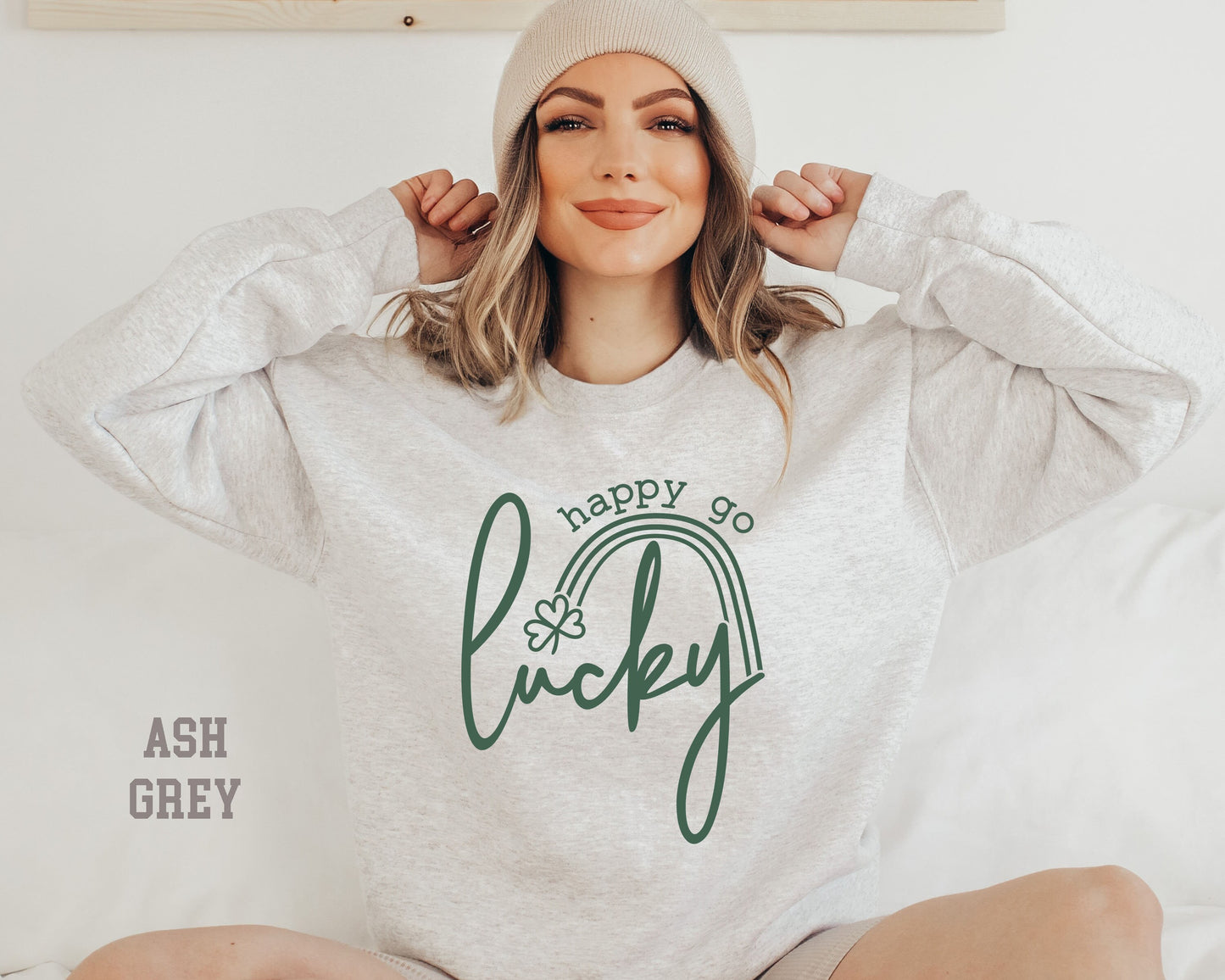 Happy Go Lucky Sweatshirt Cute St. Patricks Day Sweatshirt for Women, St Patricks Sweater for women, Trendy St Patricks Day Crewneck,