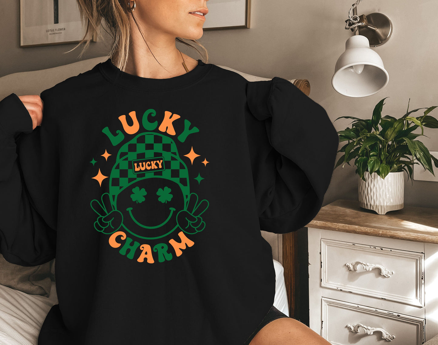 Lucky Charm Sweatshirt,Happy Shamrock Sweatshirt,St Patrick's Day,Lucky Charm Sweatshirt,Irish Sweatshirt,Irish Day Shirt, Lucky Sweatshirt,