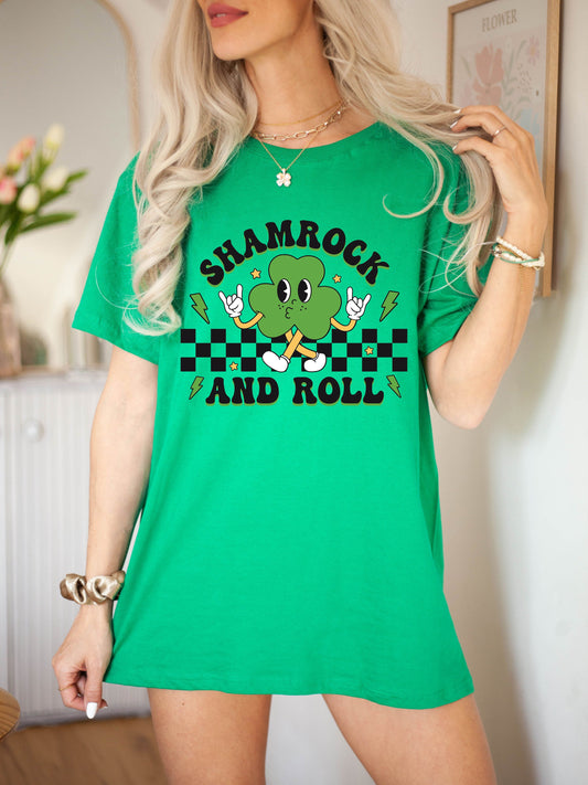 Shamrock And Roll Tshirt,Retro St Patrick's Day Shirt,Lucky Charm Sweatshirt,Irish Sweatshirt,Irish Day Shirt, Lucky Sweatshirt,