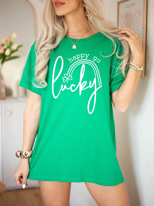 Happy Go Lucky Tshirt Cute St. Patricks Day Sweatshirt for Women, St Patricks Sweater for women, Trendy St Patricks Day Crewneck,