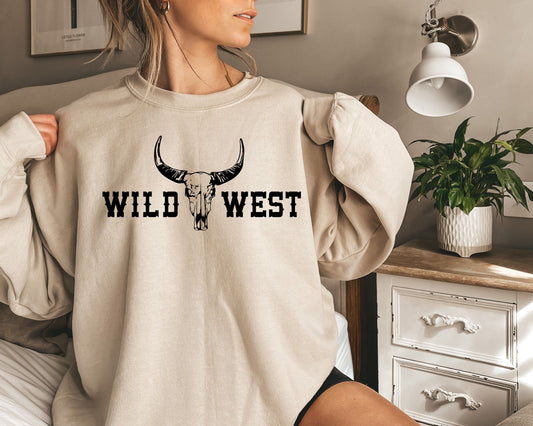 Wild West Sweatshirt,Southwest Sweatshirt,Longhorn Skull Shirt,Bull Skull Shirt,Cowboy Shirt,Country Music Shirt ,Western Country Sweatshirt