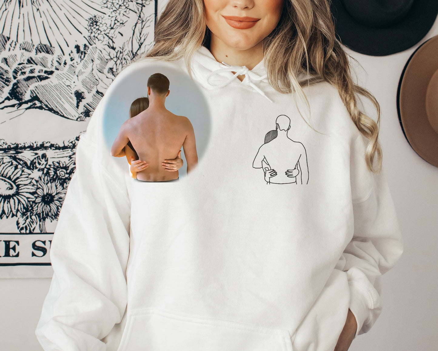 Line Art Gift, Custom portrait,  Pet Portrait,  Custom Pet Portrait,  Custom Hoodie, Family Portrait,  Couple Line Art,   Outline Photo