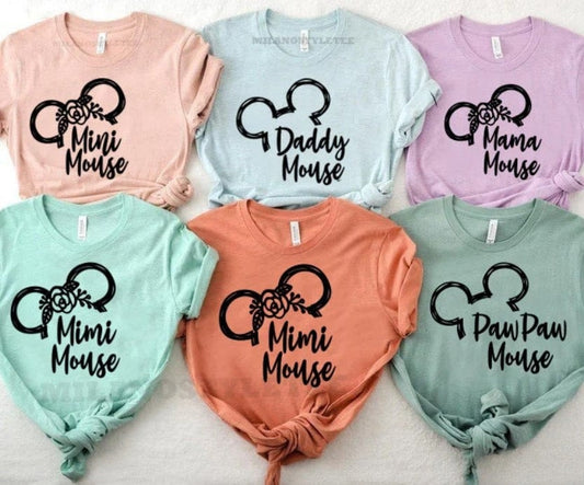 Disney magic castle shirt,Flower Mickey, flower Minnie, Magic Kingdom shirt, Mama mouse, Mimi mouse, Mini mouse, daddy mouse, disney shirt