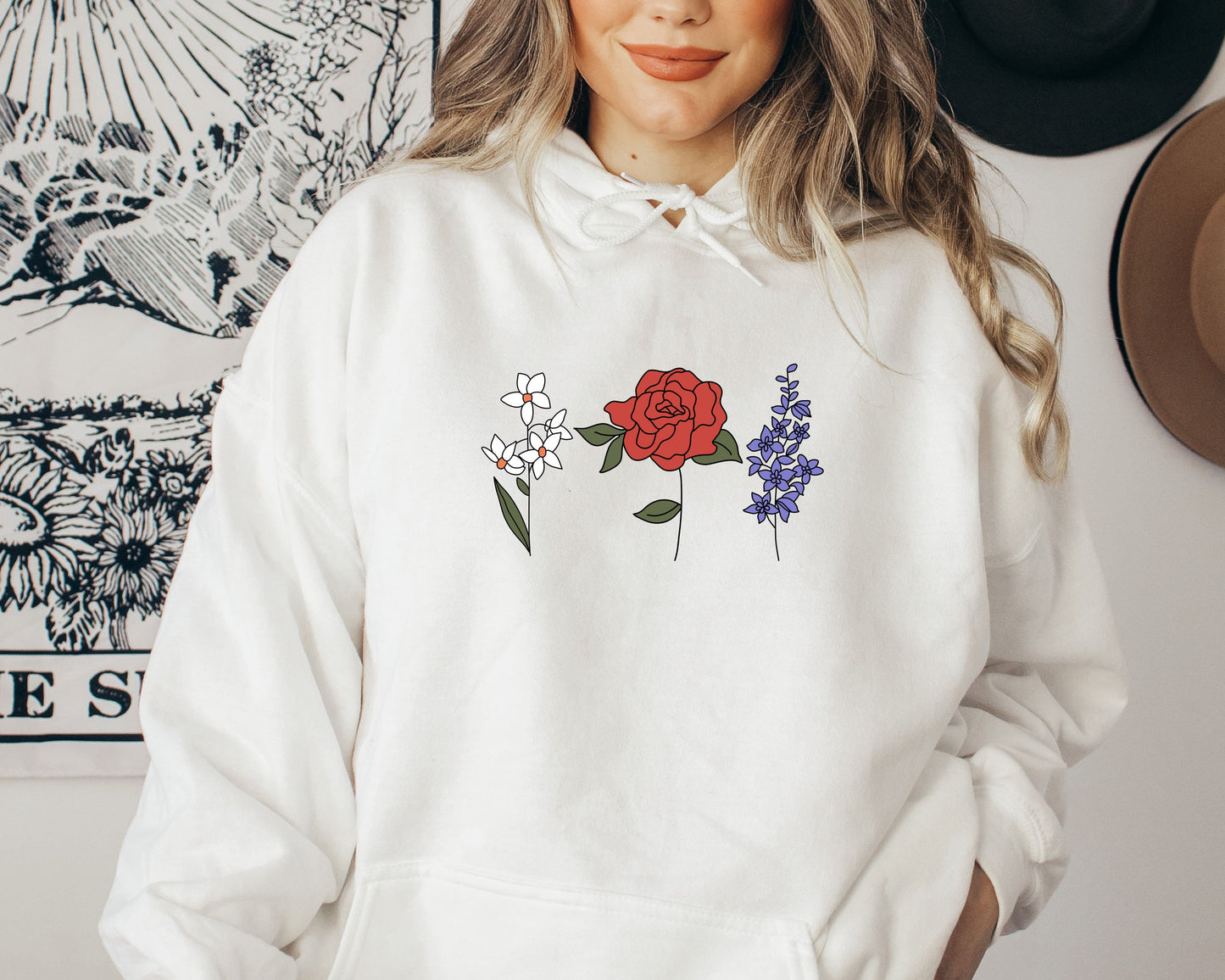Custom Birth Month Flower Sweatshirt,Flower Sweatshirt,Flower Hoodie,Women Hoodie,Sweatshirt Hoodies,Plus Size,Flower Girl Gifts,Floral Gift