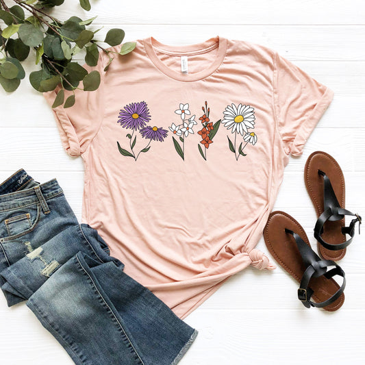 Custom Birth Month Birth Flower Shirt,Flower Tshirt,Perfect Mother's Day Gift,Birth Month Flowers Shirt,Gift for Mom, Cute Flower Shirt