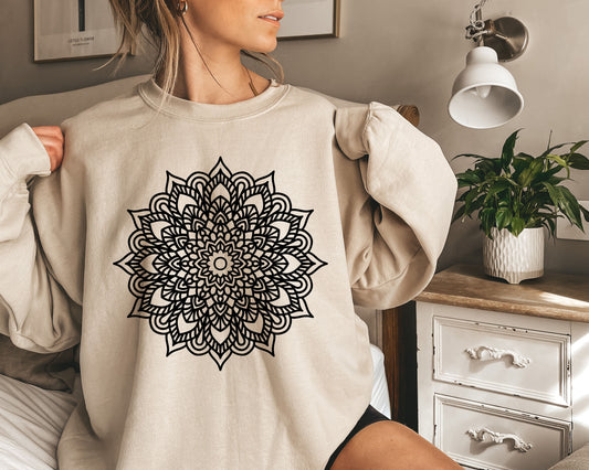Mandala Lotus Sweatshirt - Mandala Shirt - Lotus Shirt - Flower Shirt -Yoga Shirt - Minimalist Tee - Yoga Shirt - Lotus Shirt - gift for mom