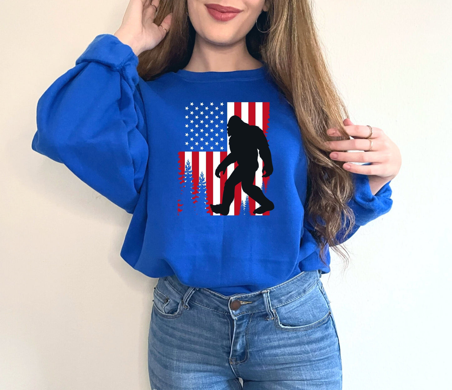 Bigfoot American Flag Sweatshirt, Patriotic Usa Shirt, Usa Flag Shirt, Sasquatch American flag shirt, Patriotic Shirt, Bigfoot Shirt, 4th Of