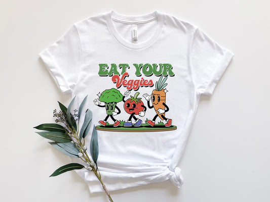 Eat Your Veggies Shirt, Vegan Vegetarian Tee, Retro Boho Cute Vintage Onesie, Vegetarian Toddler Shirt, Farmers Market Vegetable Shirt