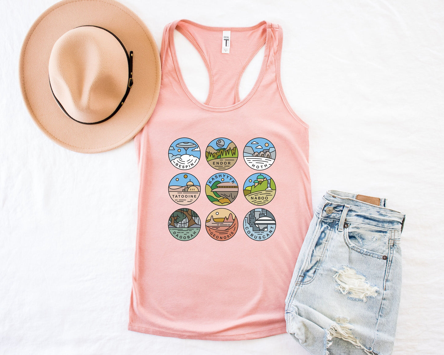 Planets Tank Top ,Gifts for Boyfriend,Star Wars Planets Simple shirt,Trendy Graphic Tees,Simple Galaxy Shirt,Unisex Shirts