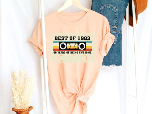 Best Of 1983 Tshirt,Best Of 1983 Birthday Shirt,Retro Cassette Tshirt,40th Birthday Shirt,1983 Vintage tee, 40th Birthday Gift Women
