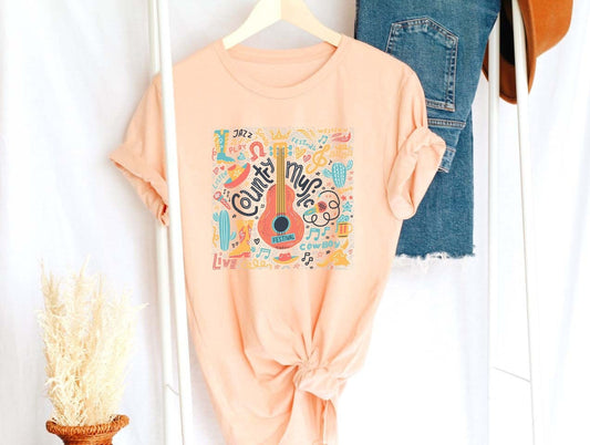 Country Music Tshirt,Western Cowboy Country,Music Teacher Shirt,Western Music Tee,Nashville music Tee,Retro T-Shirt,