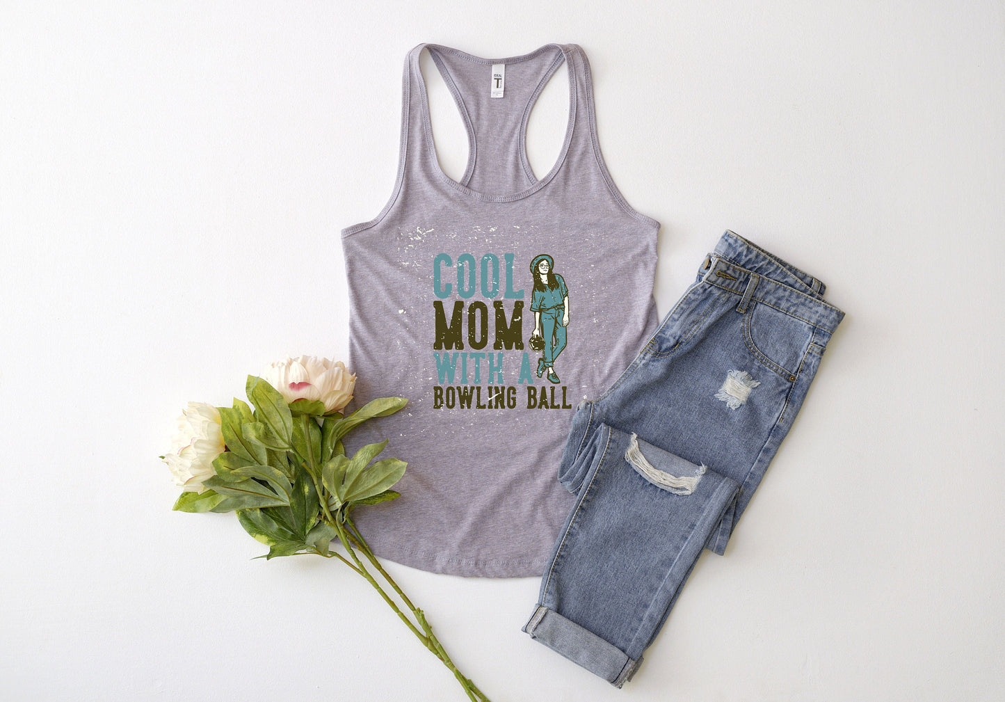 Cool Mom With A Bowling Ball Tank Top,Bowling Mom Tank - Bowling Team Tank -Bowling tank top