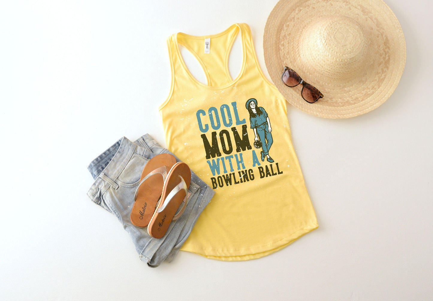 Cool Mom With A Bowling Ball Tank Top,Bowling Mom Tank - Bowling Team Tank -Bowling tank top