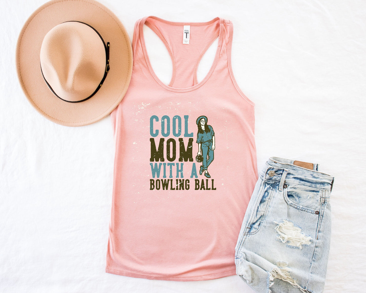 Cool Mom With A Bowling Ball Tank Top,Bowling Mom Tank - Bowling Team Tank -Bowling tank top