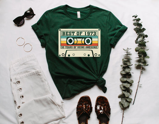 Best Of 1973 Tshirt,50 Years Of Being Awesome tshirt,50th Birthday shirt, Vintage 1973 Limited Edition Cassette shirt