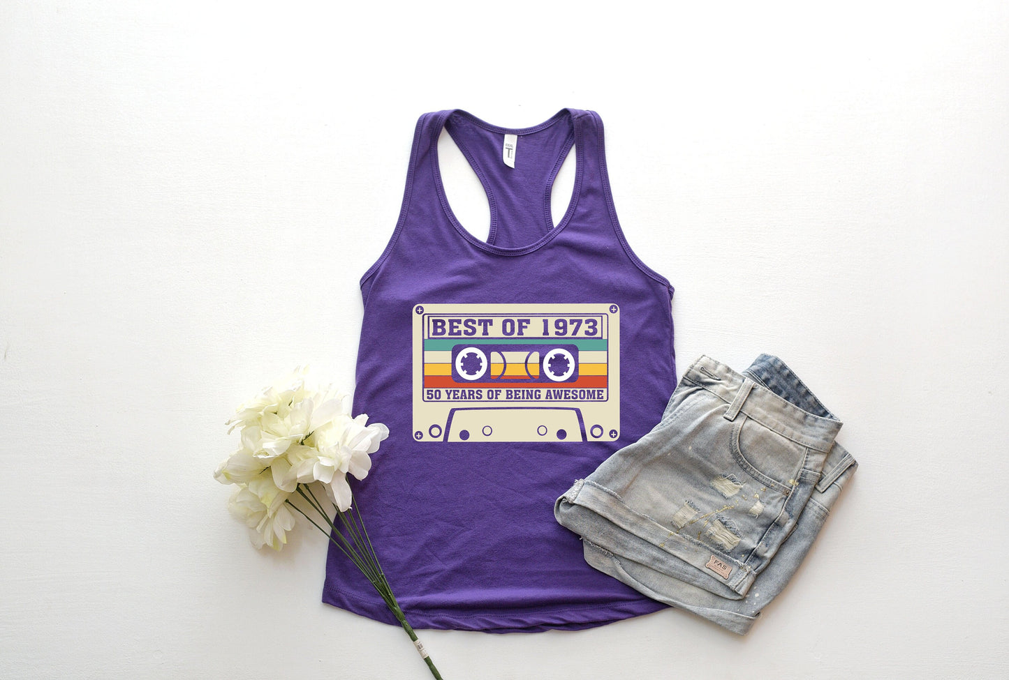Best Of 1973 Tank Top,50 Years Of Being Awesome Tank,50th Birthday Tank, Vintage 1973 Limited Edition Cassette Tank