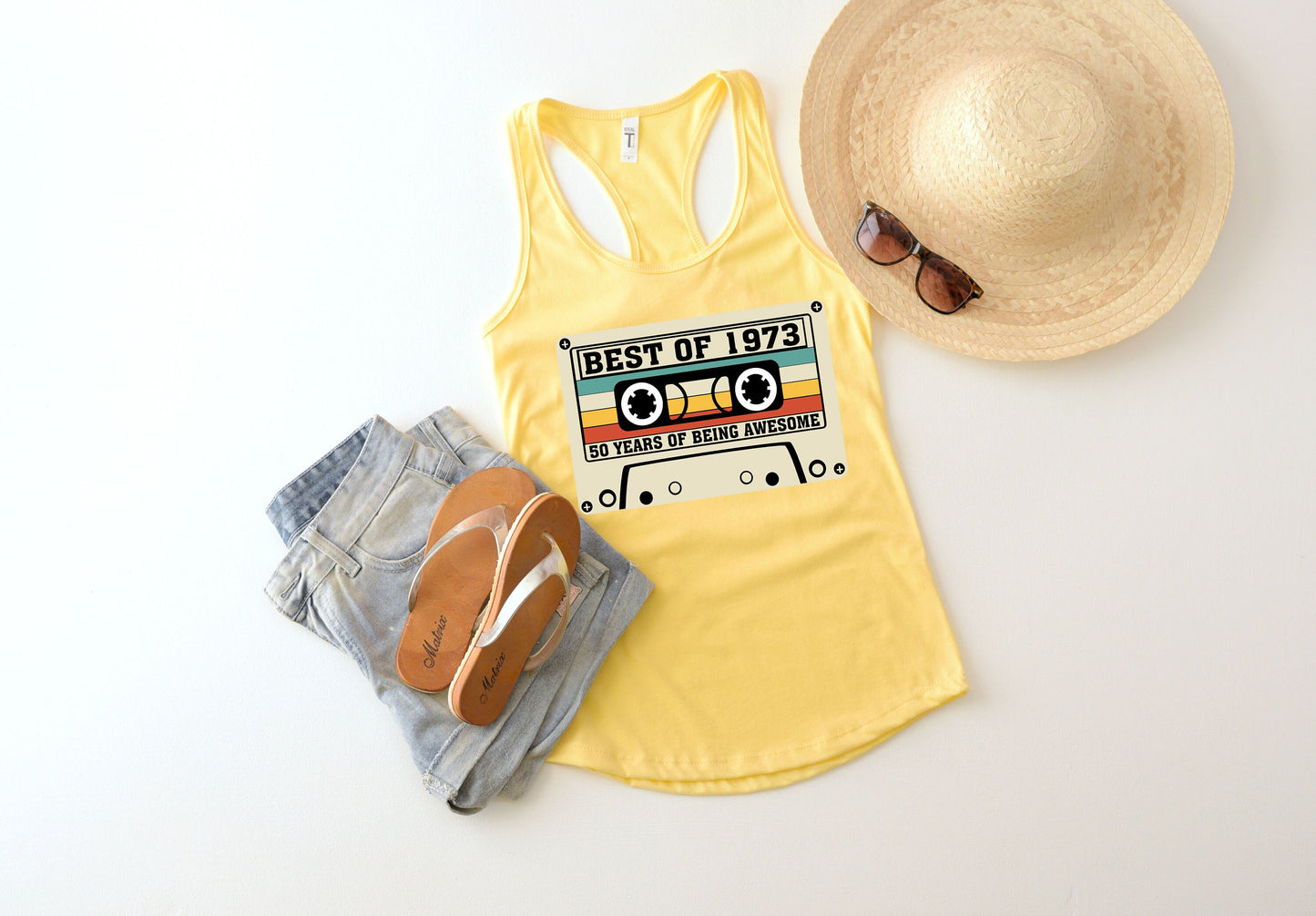 Best Of 1973 Tank Top,50 Years Of Being Awesome Tank,50th Birthday Tank, Vintage 1973 Limited Edition Cassette Tank