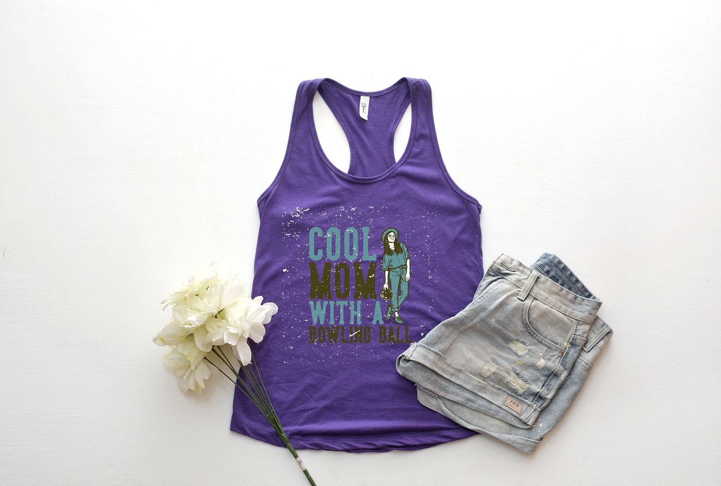 Cool Mom With A Bowling Ball Tank Top,Bowling Mom Tank - Bowling Team Tank -Bowling tank top
