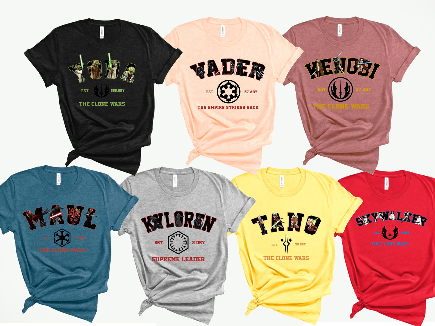 Star Wars Characters Shirt, Star Wars Shirt, Kenobi ,Skywalker,Ahsoka Tano, Yoda,Kenobi, Darth Vader, Darth Maul Shirt