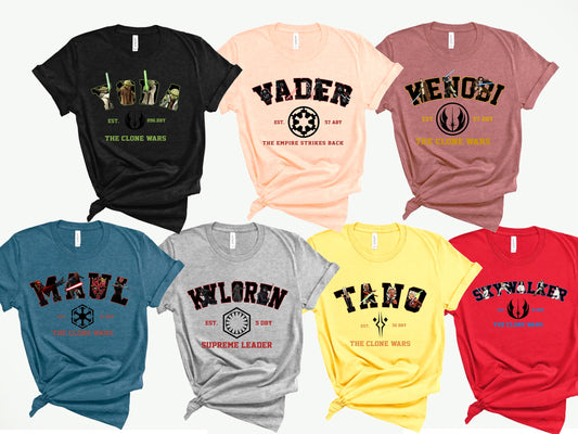 Star Wars Characters Shirt, Star Wars Shirt, Kenobi ,Skywalker,Ahsoka Tano, Yoda,Kenobi, Darth Vader, Darth Maul Shirt