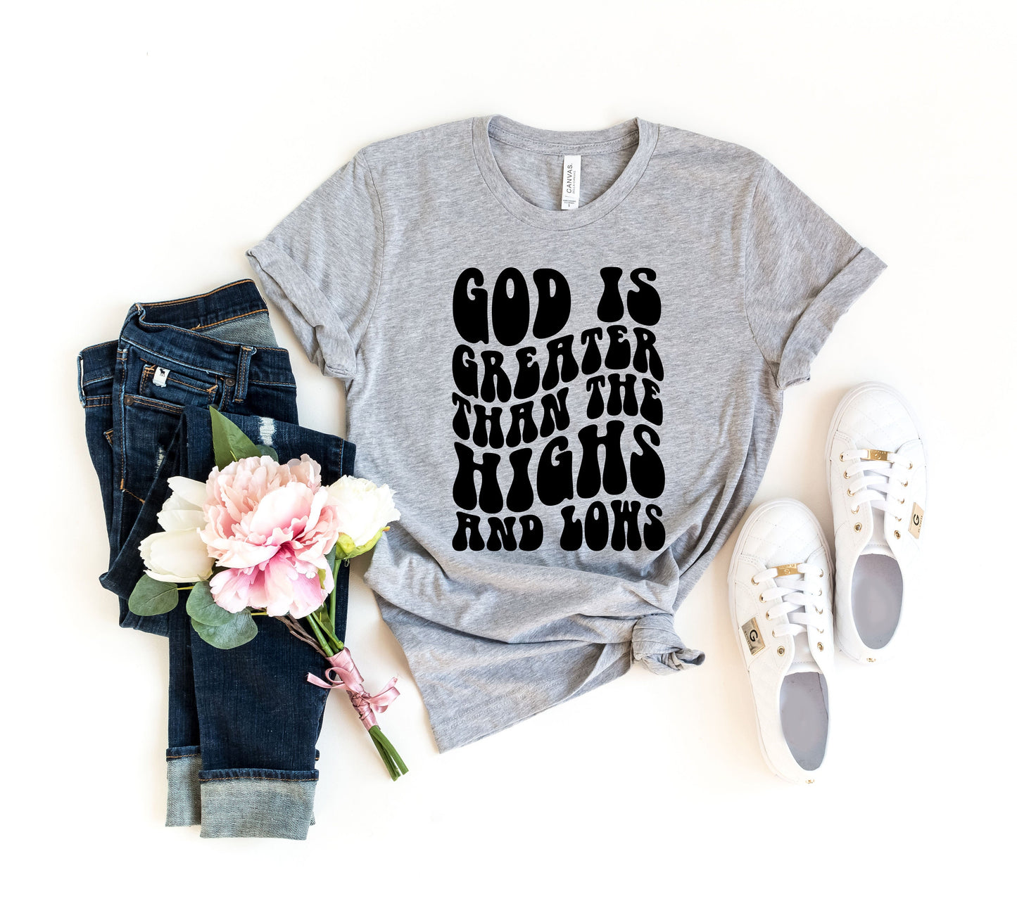 God is Greater Than the Highs and Lows Tshirt,Christian Tshirt,Religious shirt,Faith Sweatshirt Jesus Shirt