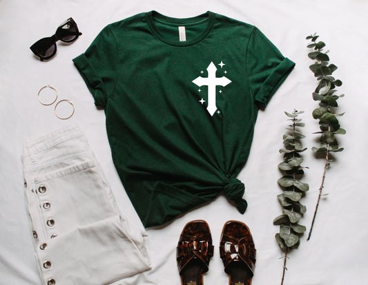 Pocket Christian Shirt, Cross Shirt, Faith Shirts, Christian Easter Shirt, Jesus Shirts, Love and Grace Shirt, Faith Cross, Vertical Cross,