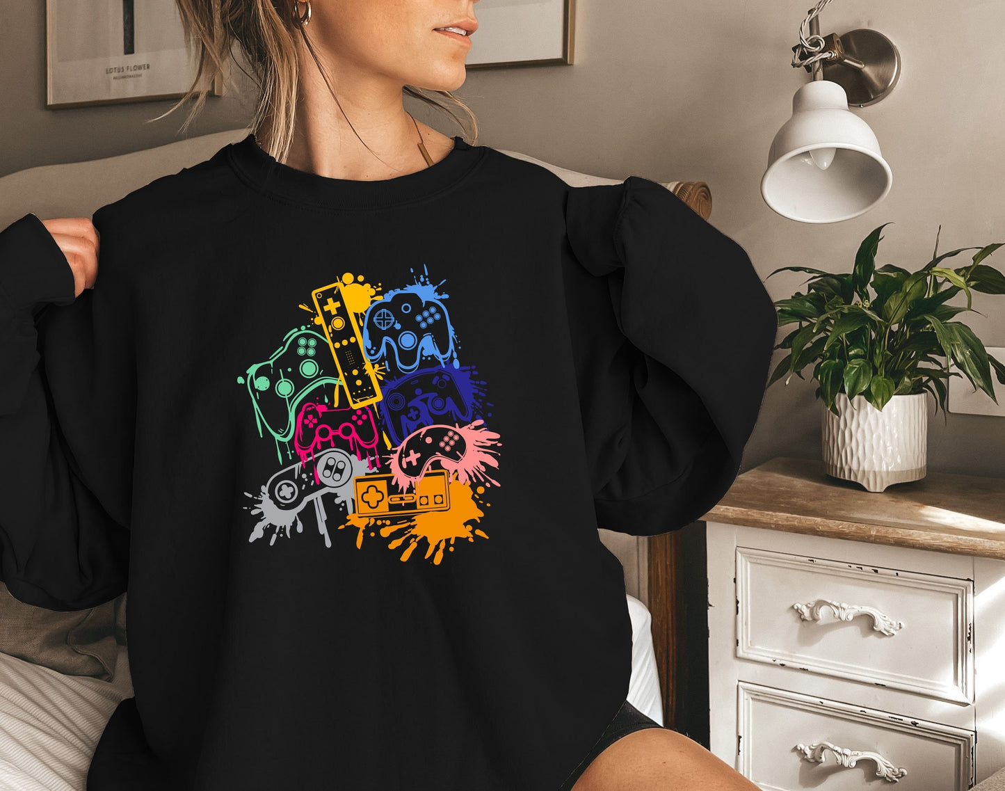 Video Game Controller Color Sweatshirt,Gamer Sweatshirt Game Day tshirt,Game Lover Gift,Funny Gaming Tee, Cute Gamer Shirt