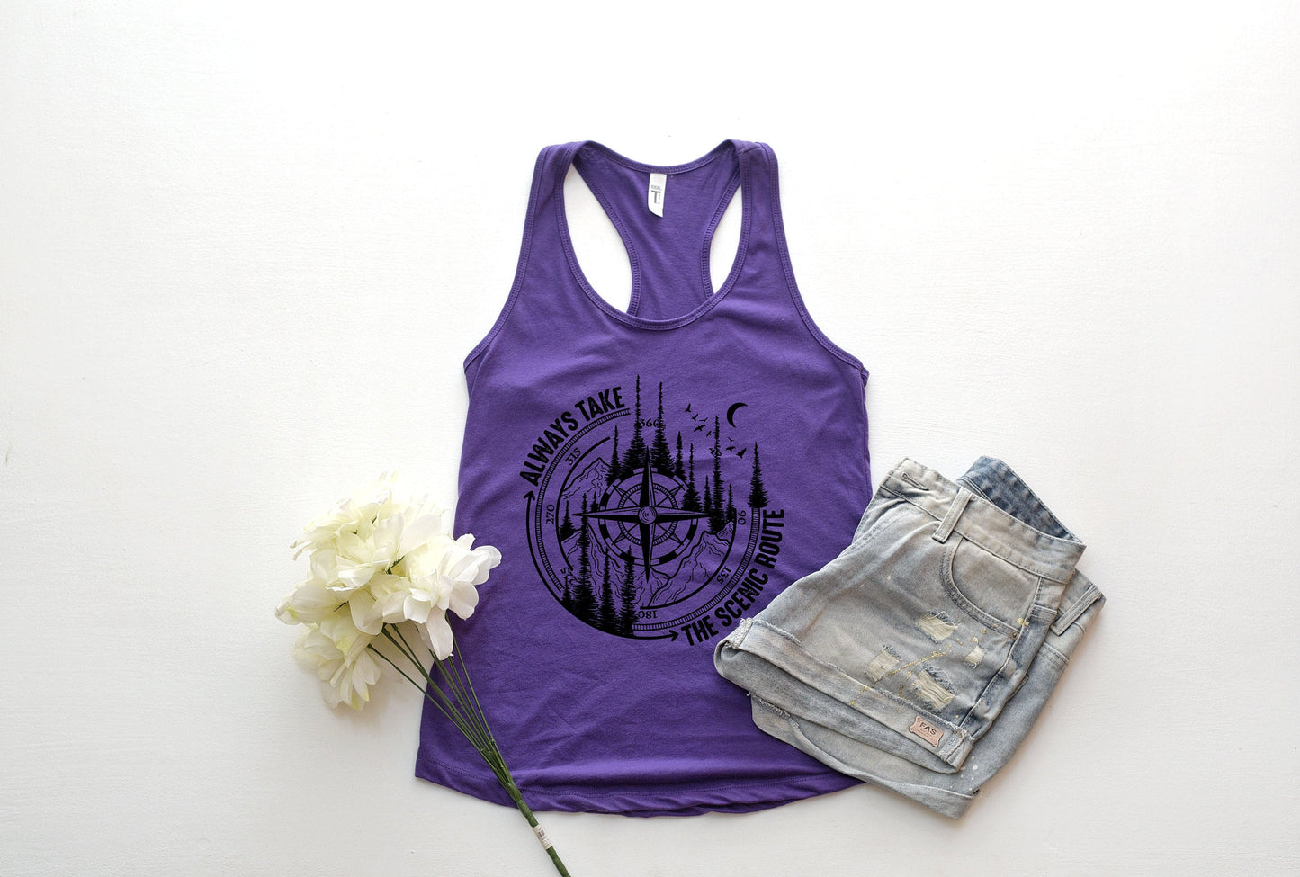 Always Take the Scenic Route Tank Top, Camping Tank, Hiking Tank Campers Gift, Cute Camping Shirt, Nature Lover Tank