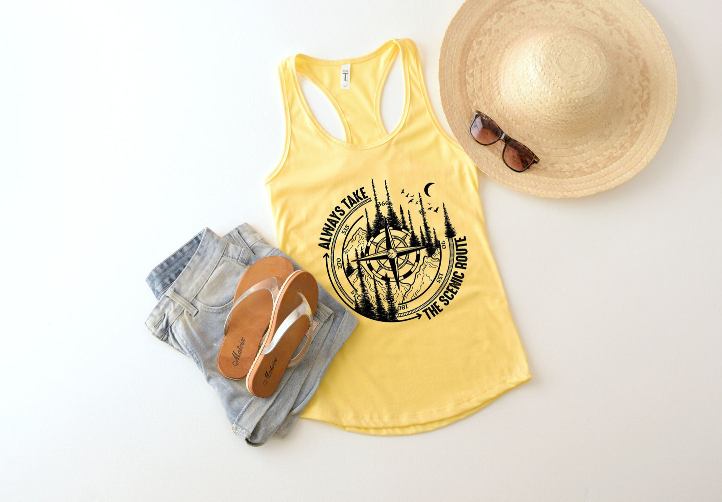 Always Take the Scenic Route Tank Top, Camping Tank, Hiking Tank Campers Gift, Cute Camping Shirt, Nature Lover Tank