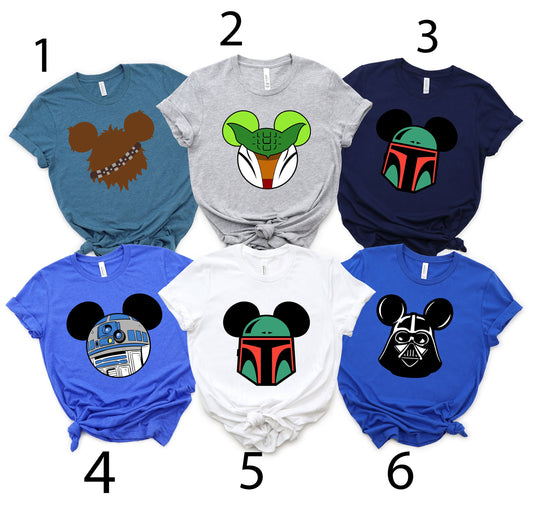 Custom Disney Star Wars Shirts,Star Wars Family Shirt,Star Wars Characters Shirt,Chewbacca,Baby Yoda ,Darth Vader,Boba Fett,R2D2 Tee