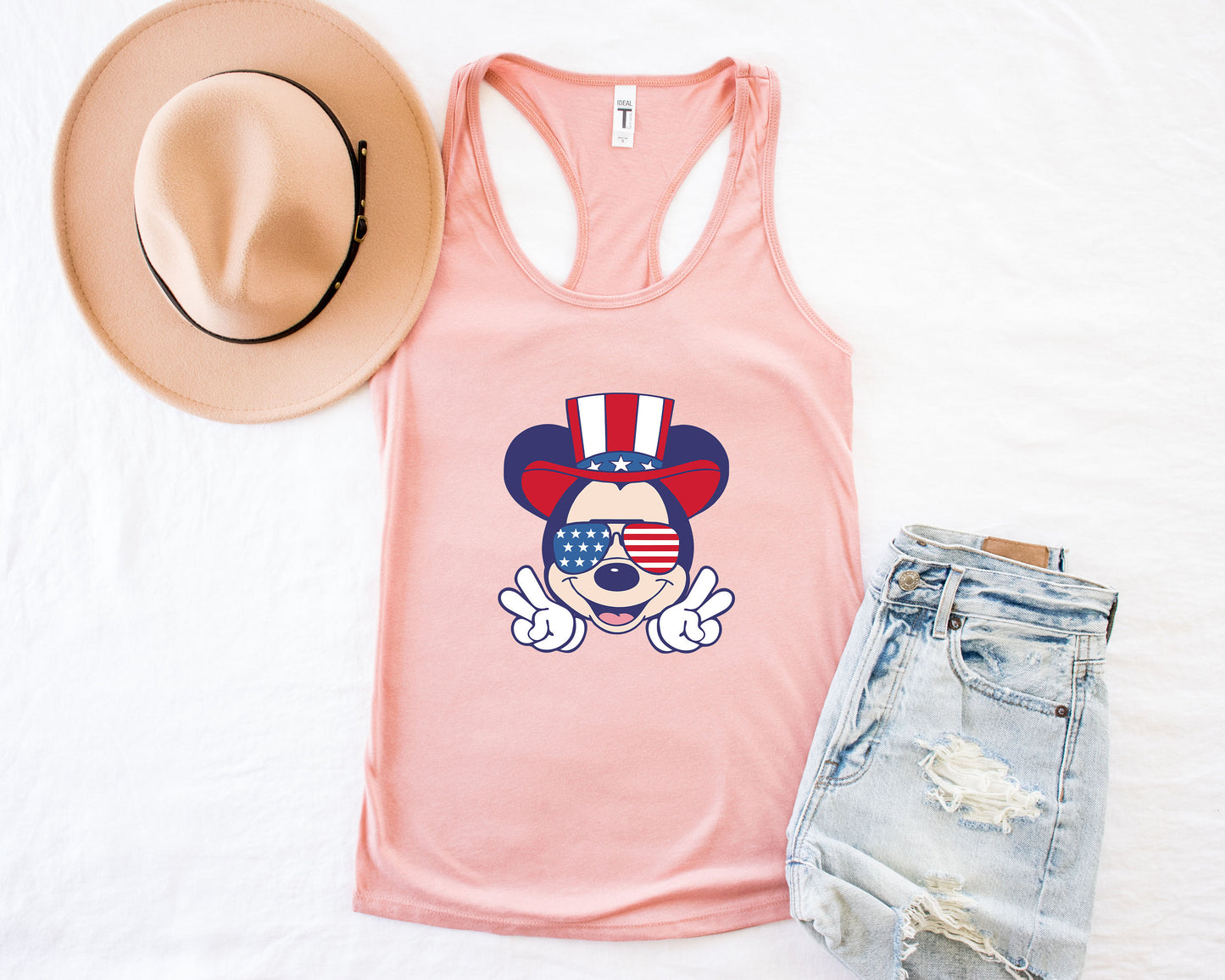 Mickey American Flag Tank Top, 4th of July Tank, USA Flag Sunglasses Shirt,Disney Tank Disney Shirt