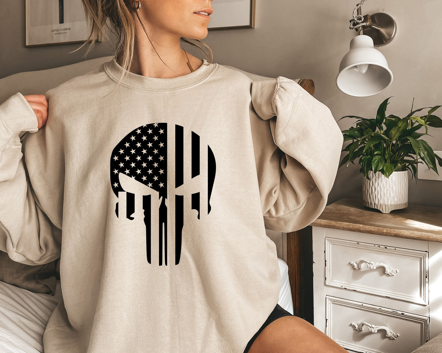 American Flag Punisher Skull Sweatshirt, Skull Flag Shirt, Patriotic Skull Sweatshirt, 4th of July USA Flag tee, Independence Day,