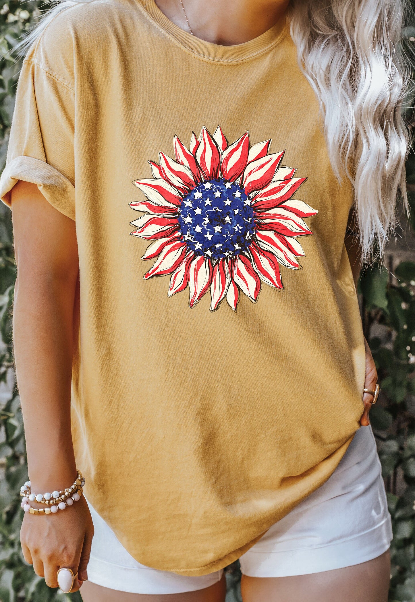 Comfort Colors America Sunflower Shirt,Sunflower T shirt, USA Sunflower, Sunflower shirts,4th Of July Flag Graphic T-Shirt,
