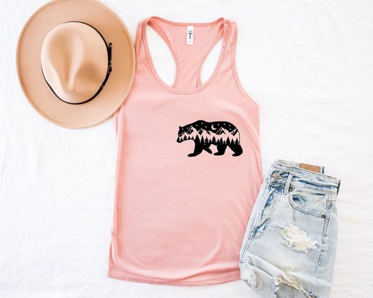 Pocket Mountain Bear Tank Top,Bear Tank,Camping Tank,Wilderness Travel,Nature Lover Shirt,Bear Hiking Shirt,Wanderlust,Wildlife Shirt