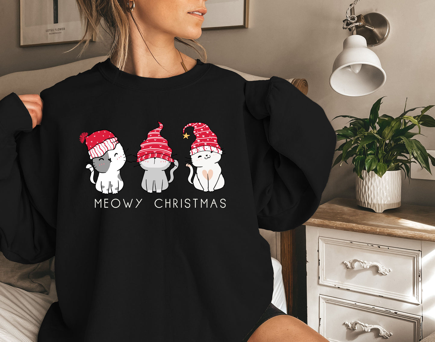 Meowy Christmas Sweatshirt,Happy Cat Year Shirt,Cat Christmas Sweatshirt,Cats Sweatshirt,Cat Lover Christmas Shirt,Funny Christmas Cat Shirt