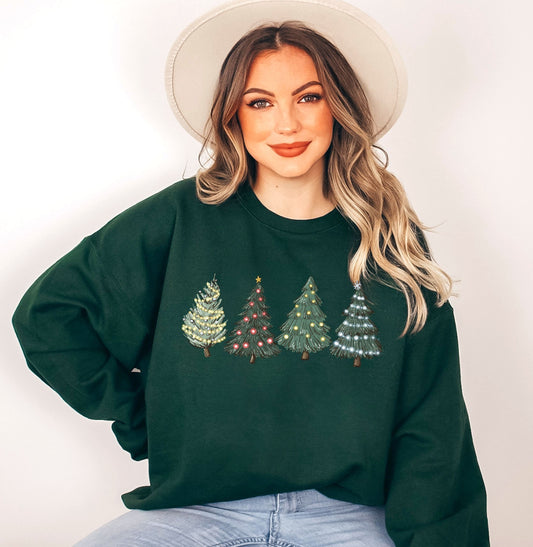 Green Tree Christmas Sweatshirt,Christmas Sweater,Christmas Crewneck,Christmas Tree Sweatshirt,Holiday Sweaters for Women, Winter Sweatshir