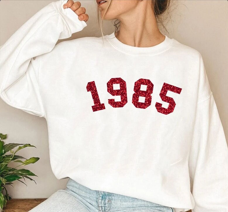CUSTOM YEAR Glitter Design Sweatshirt, Glitter Birthday Sweatshirt, 1983 Sweatshirt, 1986 Birth Year Gift, 1987 Birth Year Gift, Glitter