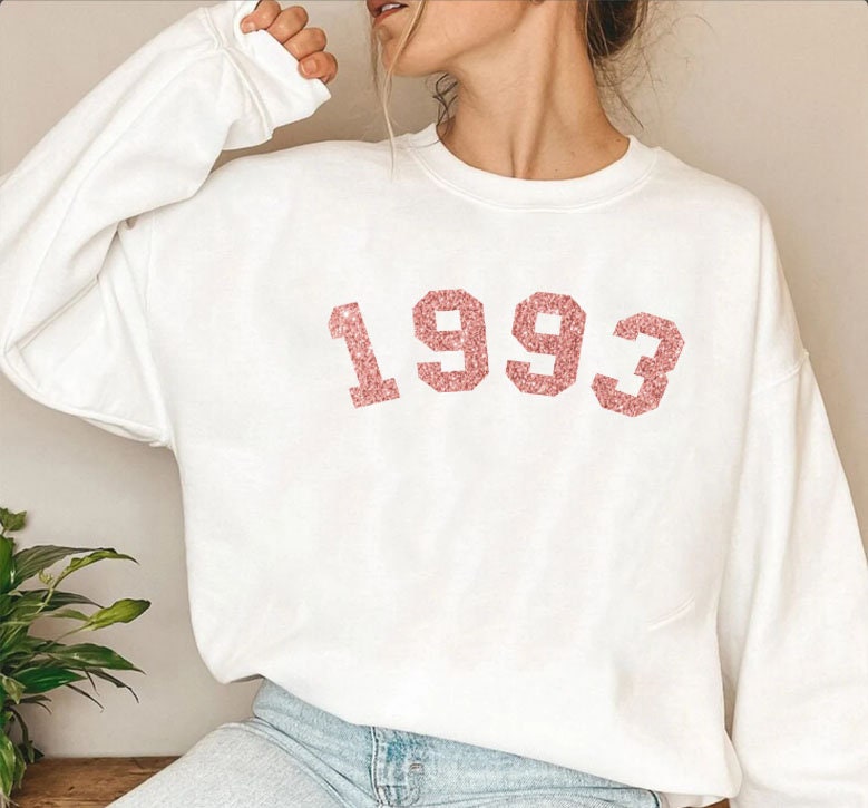 CUSTOM YEAR Glitter Design Sweatshirt, Glitter Birthday Sweatshirt, 1983 Sweatshirt, 1986 Birth Year Gift, 1987 Birth Year Gift, Glitter