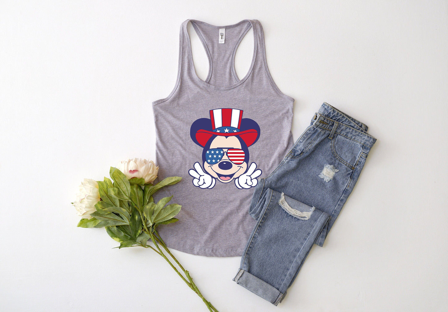 Mickey American Flag Tank Top, 4th of July Tank, USA Flag Sunglasses Shirt,Disney Tank Disney Shirt